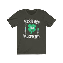 Load image into Gallery viewer, Kiss Me I&#39;m Vaccinated Shamrock Unisex Jersey Short Sleeve Tee - Lili White Creations 