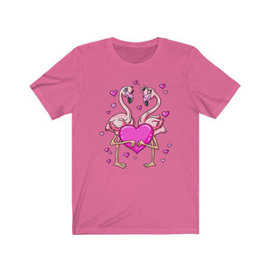 Flamingos Love Valentine's Days Unisex Jersey Short Sleeve Tee - Lili White Creations 