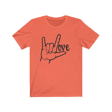 Load image into Gallery viewer, American Sign Language (ASL) LOVE Unisex Jersey Short Sleeve Tee - Lili White Creations 