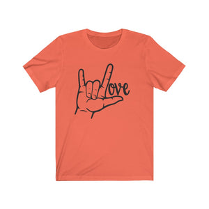 American Sign Language (ASL) LOVE Unisex Jersey Short Sleeve Tee - Lili White Creations 