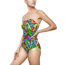 Load image into Gallery viewer, Funky 90s Print Women&#39;s One-piece Swimsuit - Lili White Creations 