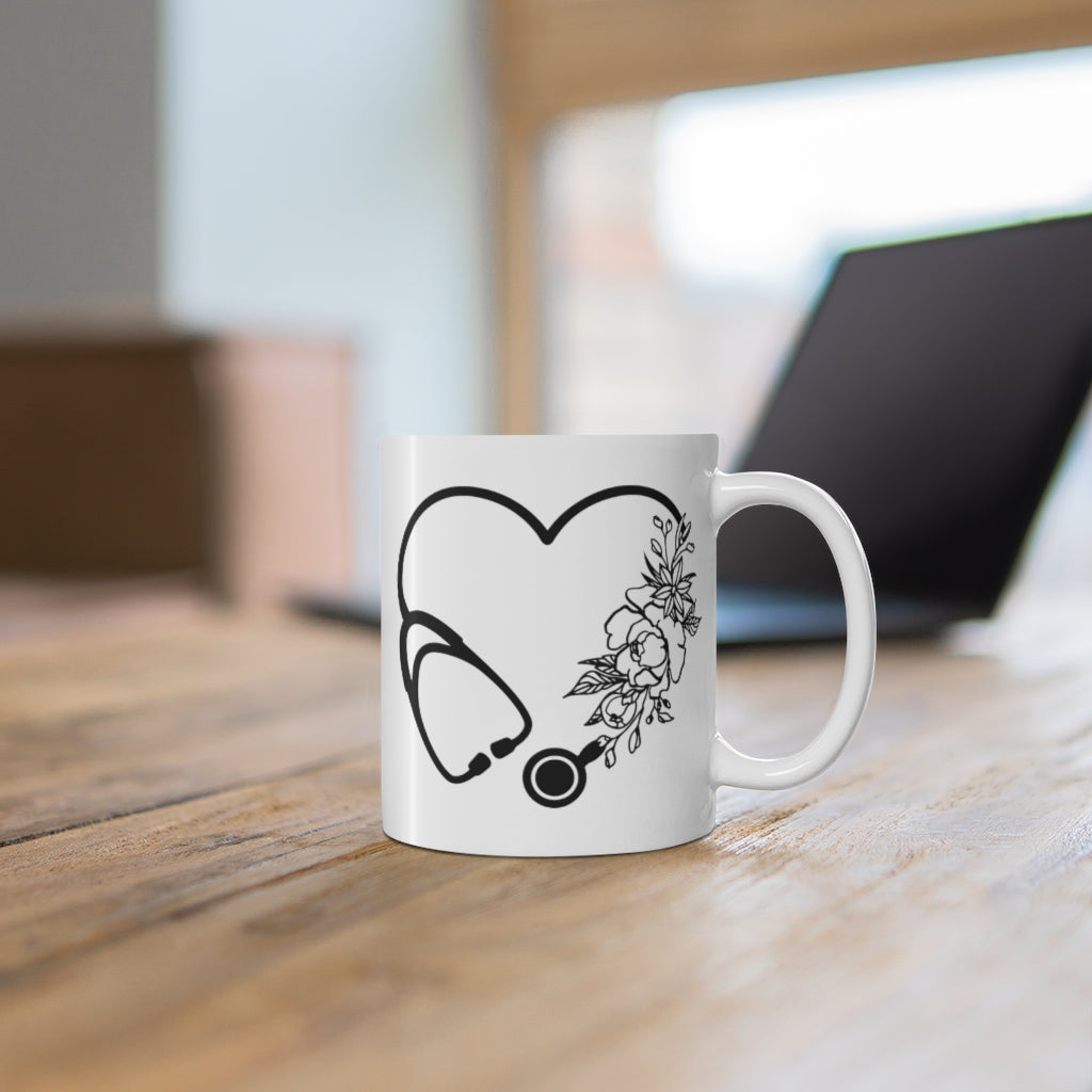 Flower Stethoscope Mug 11oz - Lili White Creations 