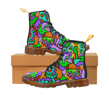 Load image into Gallery viewer, Funky 90s print Women&#39;s Canvas Boots - Lili White Creations 