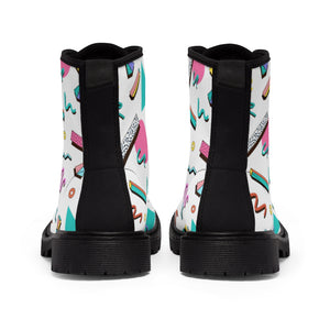 90s Print Men's Canvas Boots - Lili White Creations 