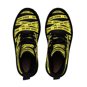 Crime Scene Tape Men's Canvas Boots - Lili White Creations 