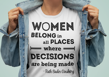 Load image into Gallery viewer, Women Belong in All Places Where Decisions Are Being Made RBG Quote Unisex Jersey Short Sleeve Tee - Lili White Creations 