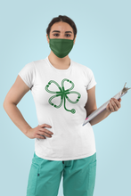 Load image into Gallery viewer, Shamrock Four Leaf Clover Stethoscope Unisex Jersey Short Sleeve Tee - Lili White Creations 