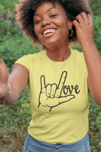 Load image into Gallery viewer, American Sign Language (ASL) LOVE Unisex Jersey Short Sleeve Tee - Lili White Creations 