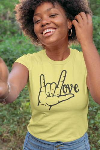 American Sign Language (ASL) LOVE Unisex Jersey Short Sleeve Tee - Lili White Creations 