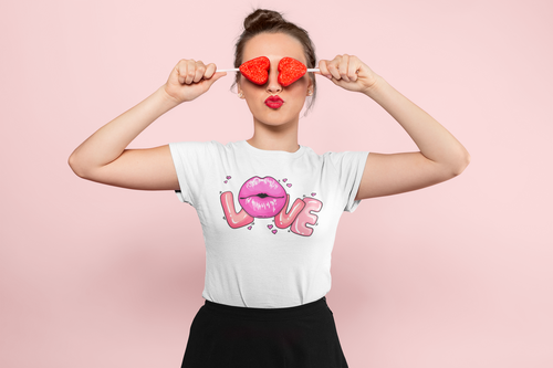 Love Lips Valentine's Day Unisex Jersey Short Sleeve Tee - Lili White Creations 